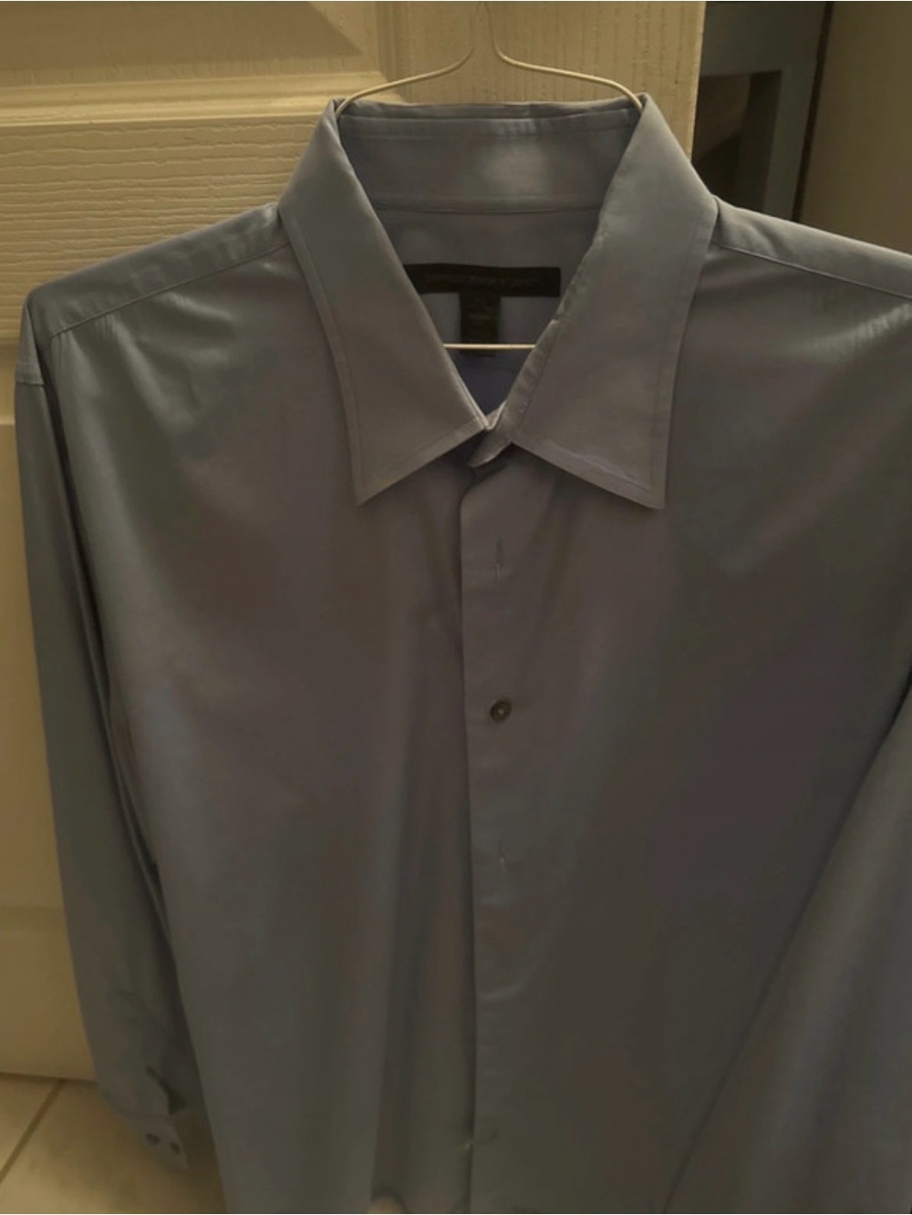 Express Men's Slate Blue Dress Shirt - Point Collar